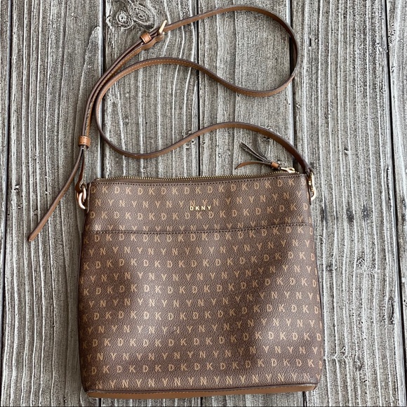 Dkny Bags Logo Embossed Zip Top Crossbody Bucket Bag Poshmark